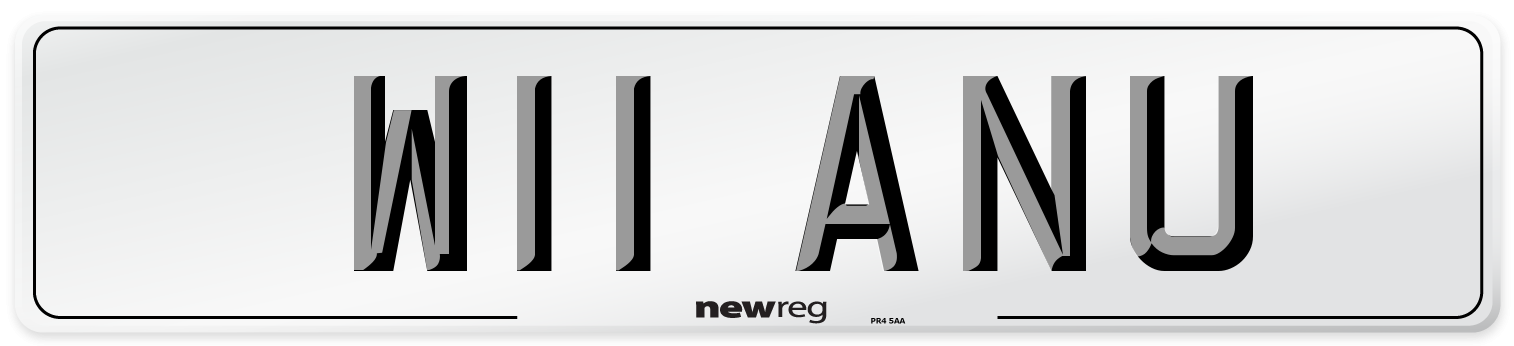 W11 ANU Number Plate from New Reg